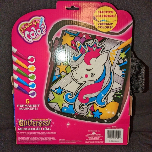 Glitterazzi unicorn messenger bag for children. Great project, color yourself! - Picture 1 of 7